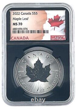 10 x 2022 Canada 1oz Silver Maple Leaf NGC MS70 Black Core Flag Label Black Case