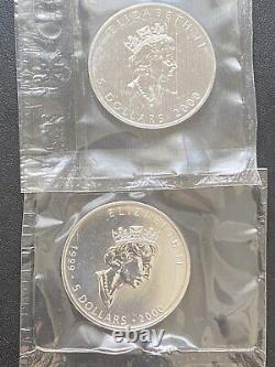 1988-2008-1 oz maple leaf silver coins in Flex-seal (23 coins) read descriptio