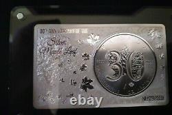 1988-2018 2 Pc Silver Bar & Coin Set 30th Anniversary Of Maple Leaf W Box & Coa