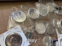 1988-2022 Canadian $5 Silver Maple Leaf. 9999 COMPLETE SET of 34 Sweet Pure Oz