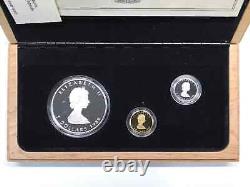 1989 Canada Maple Leaf 10th Anniversary 3-Coin Proof Set silver, gold, platinum