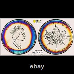 1993 Canada Maple Leaf PCGS MS 66 Rainbow Toned? Toning Silver Coin 1 oz Ag