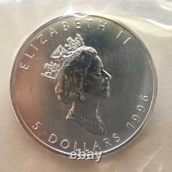 1996 $5 Silver Maple Leaf- RARE, VERY Low Mintage IN ORIGINAL PACKAGE Gorgeous