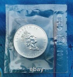 1996 Silver Canada Maple Leaf. 9999, 1 Oz Silver