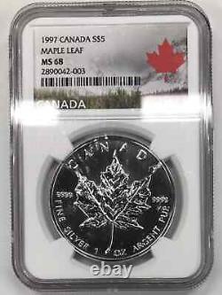 1997 CANADA Silver Maple Leaf $5 NGC MS68