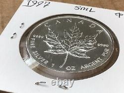 1997 Canadian $5 Silver Maple Leaf. 9999 Pure 1 oz coin THE Collectible Of All