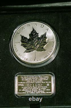 1998 Canada $50 10 ounce 10th anniversary pure silver maple leaf in org case