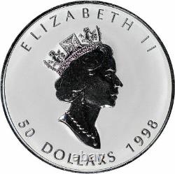 1998 Canada $50 10th Anniv. Maple Leaf 10 oz. 999 Fine Silver Coin with Case