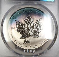 1998 PCGS SP68 CANADA TONED 1oz Silver Maple Leaf $5 Tiger Privy #39939A