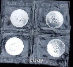 1 Oz. 9999 Fine Silver Round Canadian Maple Leaf Qty 6- 5 Dollars