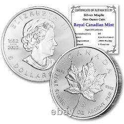 1 Oz Canadian Maple Leaf Silver Bullion Coins in Brilliant Uncirclated Condition