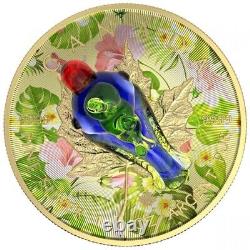 1 Oz Silver Coin 2022 $5 Canada Maple Leaf Murano Glass Series Parrot