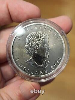 1 Oz Silver Coin 2022 $5 Canada Maple Leaf Real Wood Maple Leaf Grey