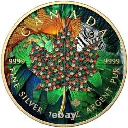 1 Oz Silver Coin 2022 Canada $5 Maple Leaf Seasons April Bejeweled Leaf Insert