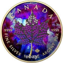 1 Oz Silver Coin 2022 Canada $5 Maple Leaf Seasons June Bejeweled Leaf Insert