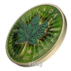 1 Oz Silver Coin 2022 Canada $5 Maple Leaf Seasons May Bejeweled Leaf Insert