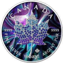 1 Oz Silver Coin 2022 Canada $5 Maple Seasons December Bejeweled Leaf Insert