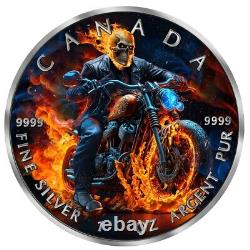 1 Oz Silver Coin 2023 Canada $5 Maple Leaf Dark Riders Burning Rider LE of 400