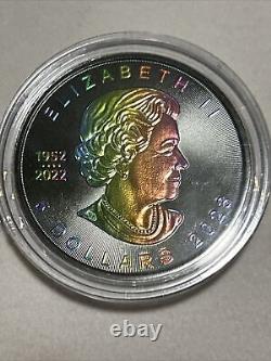 1 Oz Silver Coin 2023 Canada Maple $5 Rainbow Holo Limited Edition 100 pieces