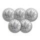 1 Oz Canadian Silver Maple Leaf Coin Bu (random) Lot Of 5 Coins