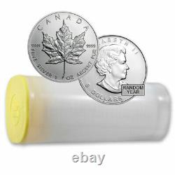1 oz Canadian Silver Maple Leaf Coin BU (Random) Tube of 25 Coins