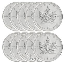 1 oz Canadian Silver Maple Leaf Coin (Random Year Lot of 10)