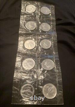 2005 CANADIAN MAPLE LEAF 1 oz. 9999 FINE SILVER COIN SEALED 10 COIN SHEET