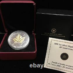 2008 Canada $5 Maple Leaf 1 oz Pure Silver 20th Anniversary