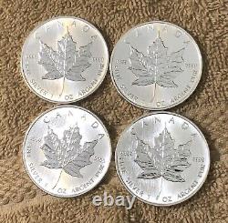 2008 RCM Canadian Maple Leaf. Lot of 4. 1 oz. Of. 9999 Silver. New Rolls. BU++