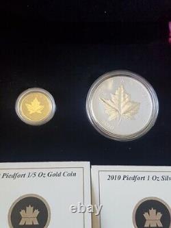 2010 Canada 1 oz. Silver & 1/5 oz. Gold Piedfort Maple Leaf Coin Set