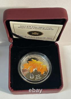 2012 $20 Canadian Maple Leaf with Crystal Raindrop Silver Coin (B)