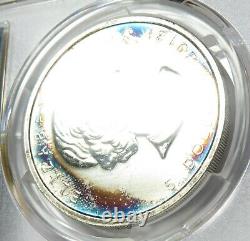 2012 PCGS MS64 RAINBOW TONED Maple Leaf Silver 1 oz Canada $5 Item #30531A