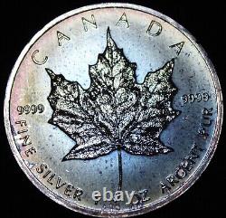 2013 $5 Canada 1 Oz Excellent Toning Silver Canadian Maple Leaf