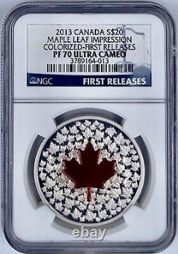 2013 Canada $20 Maple Leaf Impression Red Enamel Colorized NGC PF70UCAM FR 9999