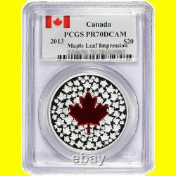 2013 Canada $20 Silver MAPLE IMPRESSION PCGS PR70 FLAG LABEL MINT BOX COA