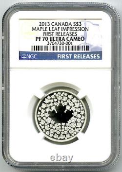 2013 Canada $3 Silver Proof Maple Leaf Impression Ngc Pf70 Ucam First Releases