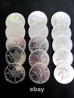 2013 Canadian $5 Silver Maple Leaf. 9999 Fine Silver Bullion Tube Roll of 25