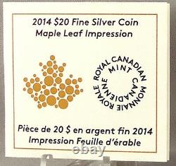 2014 $20 Maple Leaf Impression Green Enamel 1 oz. Pure Silver Color Proof