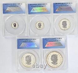 2014 ANACS Canada Fractional Silver Maple Leaf 5-Coin Rev Proof Set RP70DCAM