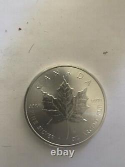 2014 Canada 1 oz Silver Maple Leaf BU Lot of 5 Coins, Inflation Hedge