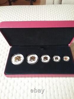 2014 Canada Gold plated silver Sugar Maple Leaf Fractional 5 coin set
