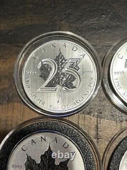 2014 Canada Maple Leaf, 2014 Birds Of Prey + 2x 25th Anniversary Coins 4 Ounces