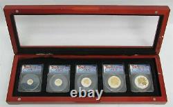 2014 Canada Maple Leaf 5 Coin Set Anacs Rp 70 Dcam First Release