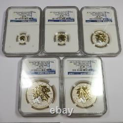 2014 NGC PF70 CANADA 1/20 1/10 1/4 1/2 1oz Silver Maple Gilt 5 Coin Set 47366A