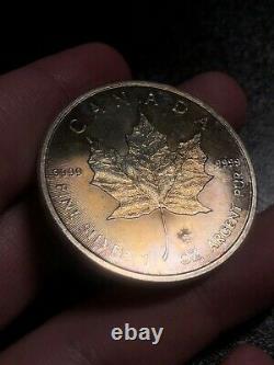 2015 1 Oz. 9999 Fine Silver Canadian Maple Leaf Privy Toned Uncirculated Bu Unc
