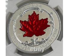 2015 Canada 1oz Silver Maple Leaf Red Enameled Reverse Proof Incuse NGC PF69