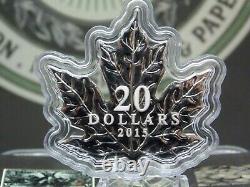 2015 Canada $20 Proof SILVER MAPLE LEAF 1oz Box & COA #CF Red Maple Leaf Shape