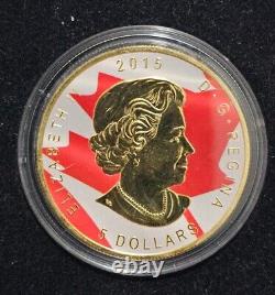 2015 Canada Colorized Burning Great Horned Owl Maple 1 oz. 9999 Silver $5 gilded