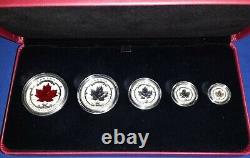 2015 Canada Fine Silver Fractional Set The Maple Leaf! 5 pc 0.9999 fi