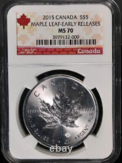 2015 Canada Maple Leaf Silver $5 NGC MS70 Early Releases